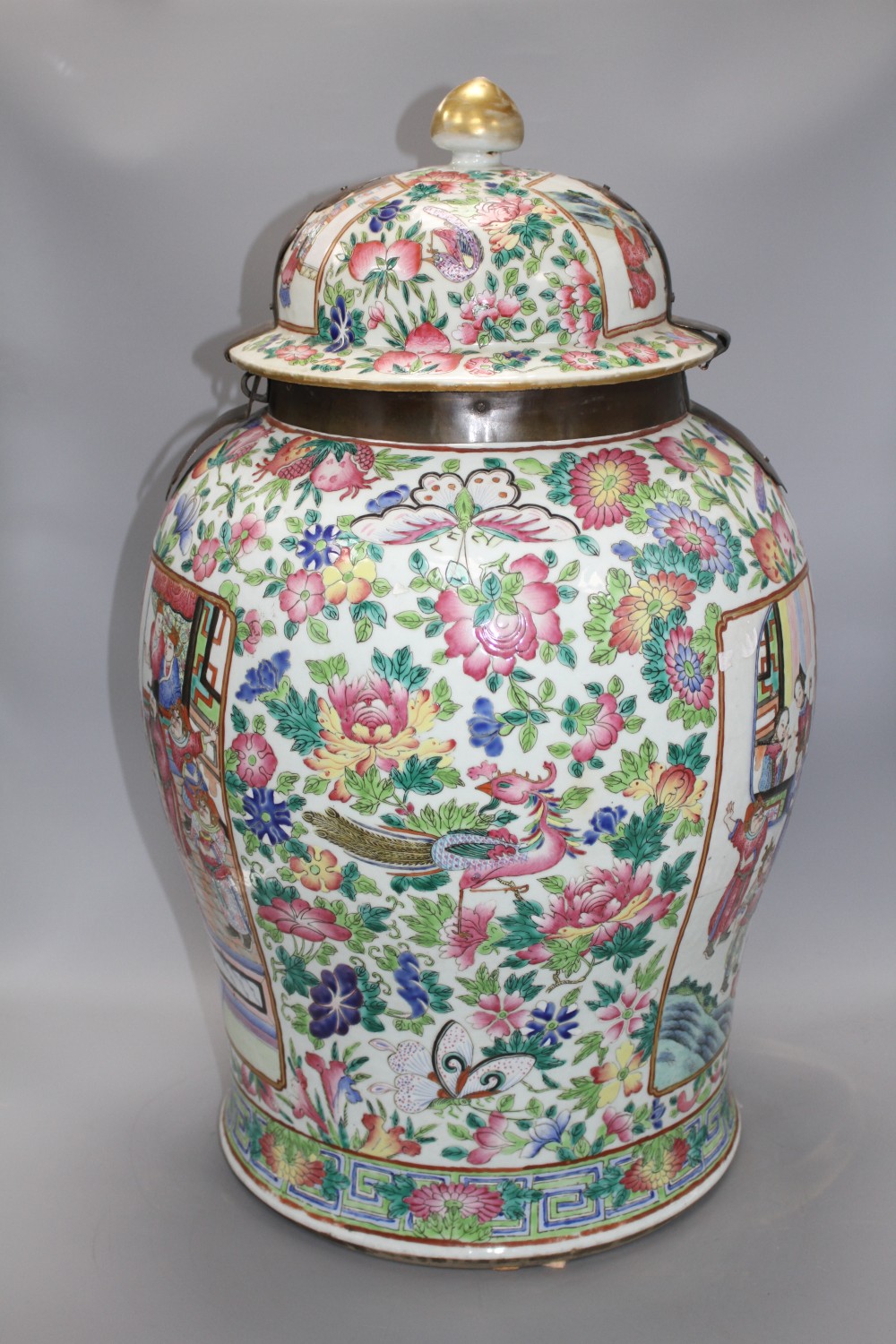 A large 19th century Chinese baluster jar and cover